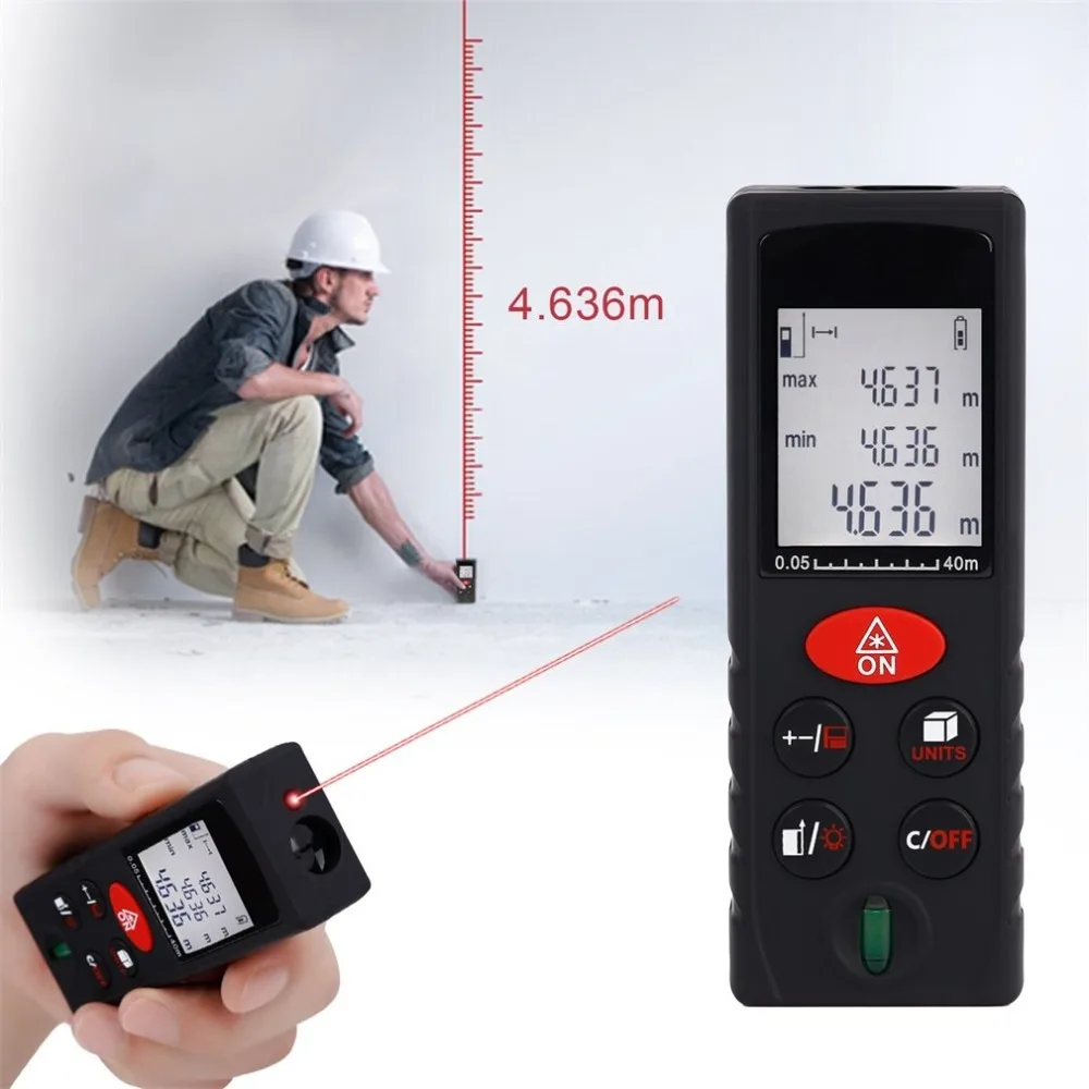 

0.05-40M Professional Laser Distance Meter Range Finder Measure Diastimeter Automatic Calculation Rangefinder Measure Device