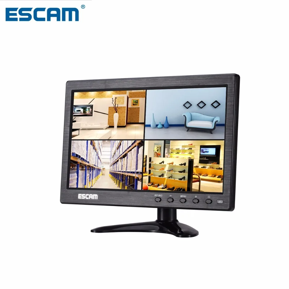 ESCAM T10 10 inch TFT LCD 1024x600 Monitor with VGA HDMI-compatible AV BNC USB for PC CCTV Security Camera