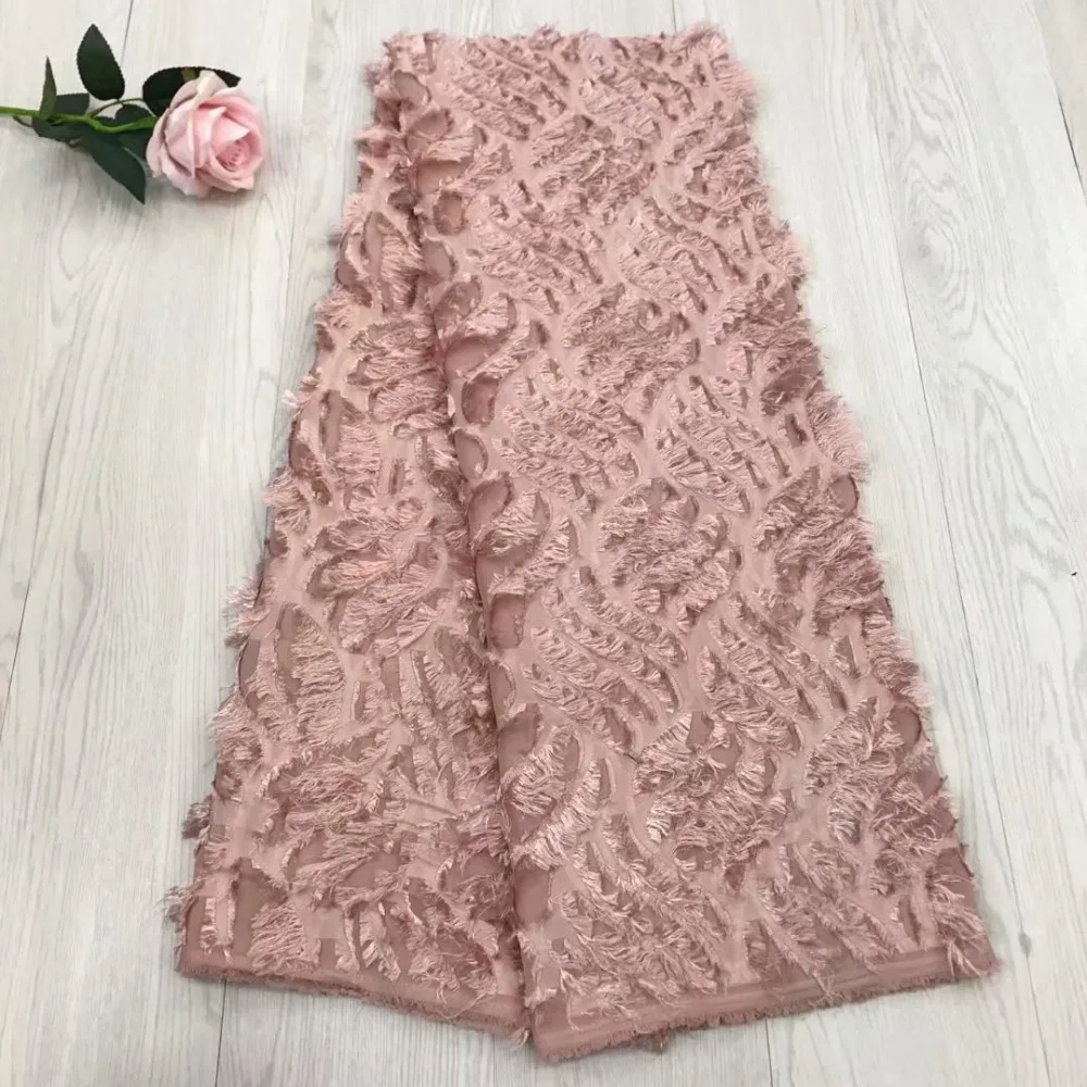 

2018 Latest French Nigerian Laces Fabrics High Quality Leather 3 Pink African Laces Fabric Wedding African French Tulle Lace