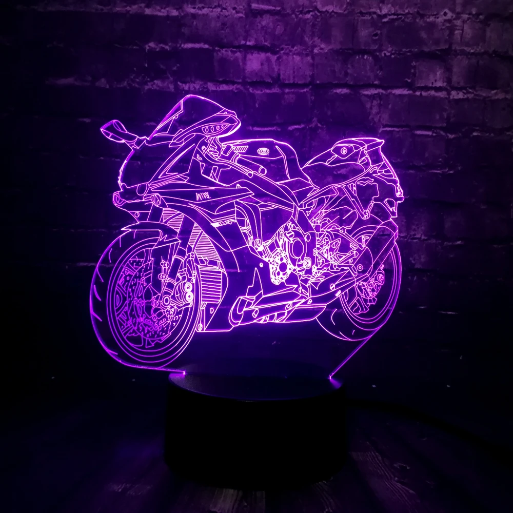 Светодиодный 3d-ночник moto cykel светодиодный свет мотоцикл форма автомобиль 7 цветов Изменение человек мальчик подарок спальня декоративная мото лампа RC игрушка