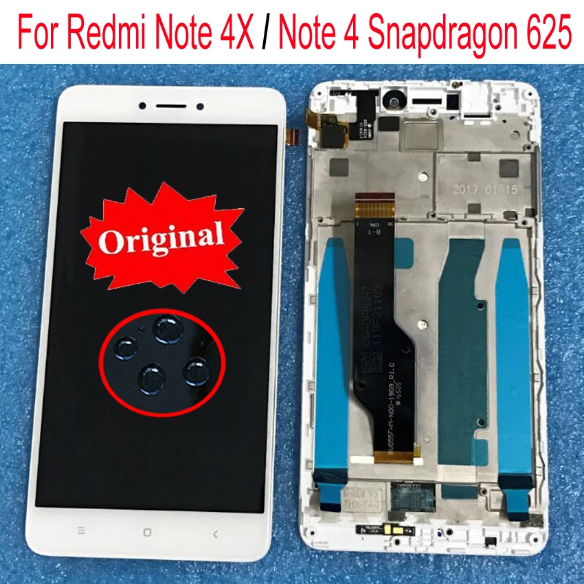 Цена 100% Оригинальный сенсор для Xiaomi redmi note 4X note 4 глобальная версия Snapdragon 625 ЖК дисплей сенсорный экран дигитайзер с рамкой