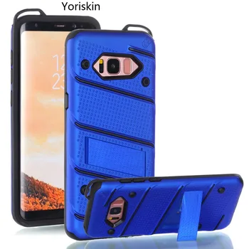 

For Galaxy S8 Full Body Protective Cover Anti-knock Phone Case For Samsung Galaxy S8 Plus 2 In 1 Slim Armor Stand Cover Case