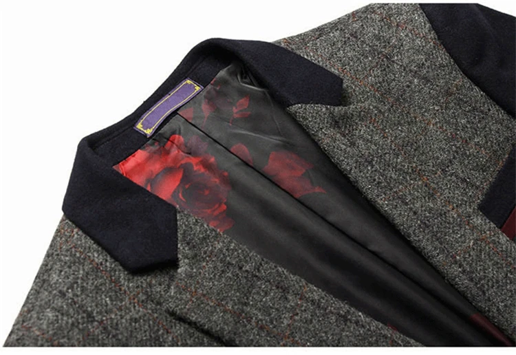 Для мужчин Блейзер 2018 Slim Fit s Шерсть Пиджаки Модный пэчворк корейский Костюм