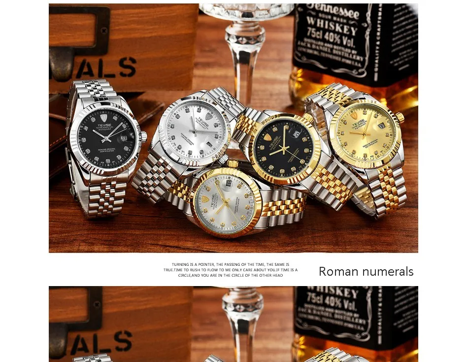 TEVISE Men Mechanical Watches Calendar Automatic Watch Men Diamond Business Causal Male Watches Luxury Waterproof Wristwatches (2)