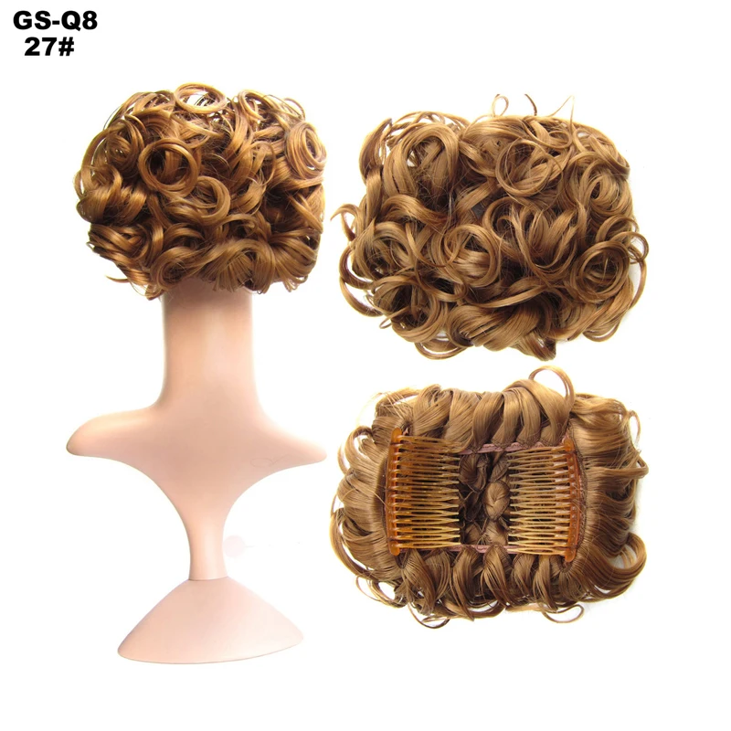 Верхний слой термостойкие синтетические волосы большой гребень зажим в кудрявые шиньон Updo покрытие наращивание волос Q8