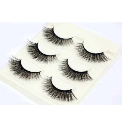 New Fake Eye Lashes reuse Mink lashes Strip 3 pair/lot thick false eyelashes mink eye extensions wholesale M3-3PCS | Красота и