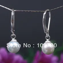 Ry00114 10 AAA БЕЛЫЙ КРУГЛЫЙ ВЫРАЩЕННЫЙ ПРЕСНОЙ ВОДЫ ЖЕМЧУГ LEVERBACK МОТАТЬСЯ СЕРЬГИ