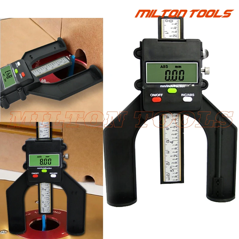 80mm Digital LCD Depth Gauge Magnetic Aperture Hand Router Self Standing