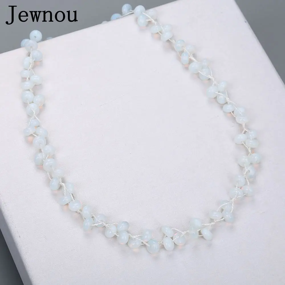 

Jewnou Opal Necklace Natural Stones Bracelets Women Jewelry Woman Bead Chain Fashion Girl Cluster Crystal Yoga Birthday Present