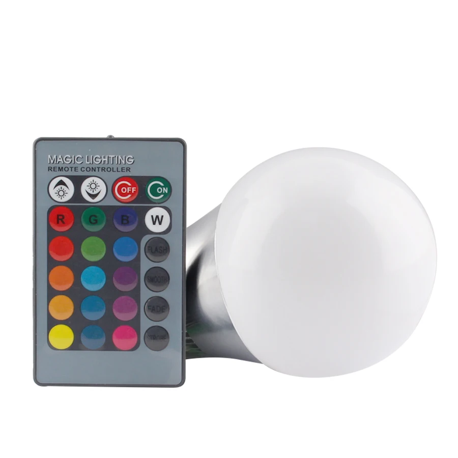 

5W E27 Bulb Lamp RGB LED Lamp AC 110V 220V RGB 5W 12V RGB LED Light IR Remote Control Dimmer Holiday Decor Colorful Night light