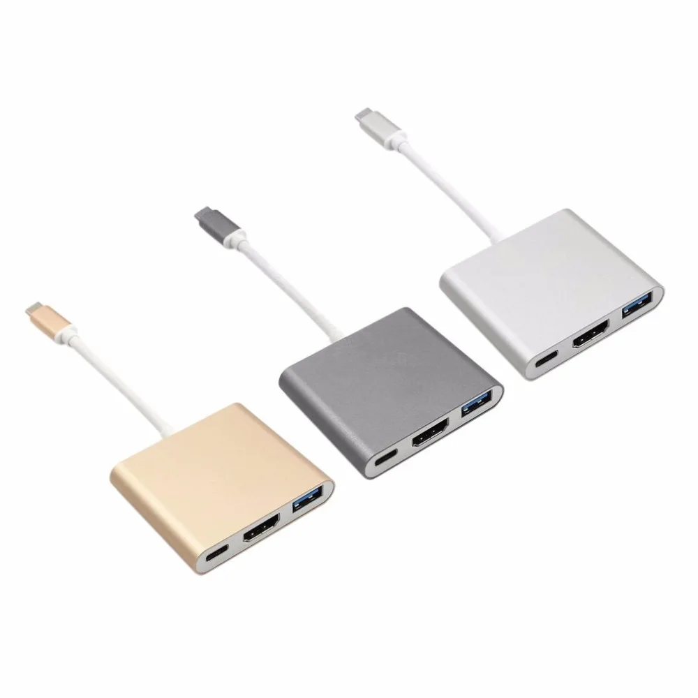 

USB 3.1 Type-C to HDMI USB 3.0 Adapter 3-in-1 PD Charging Hub Support 4K Converter Cable For Apple for Macbook hot