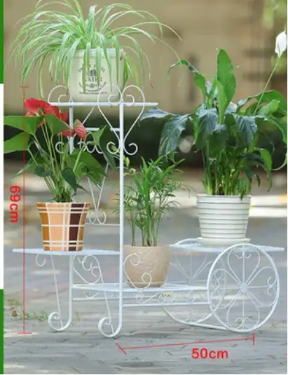 Flower shelf indoor home multi-layer wrought iron flower pot rack balcony rack floor-standing living room rack plant rack - Цвет: K