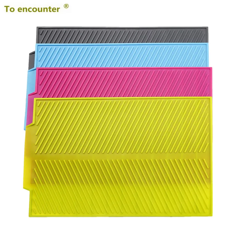 

39*25CM &43*33CM Rectangle Extra Large Dish Drying Mat - Premium Heat Resistant Silicone - Antibacterial Dishwaser Safe