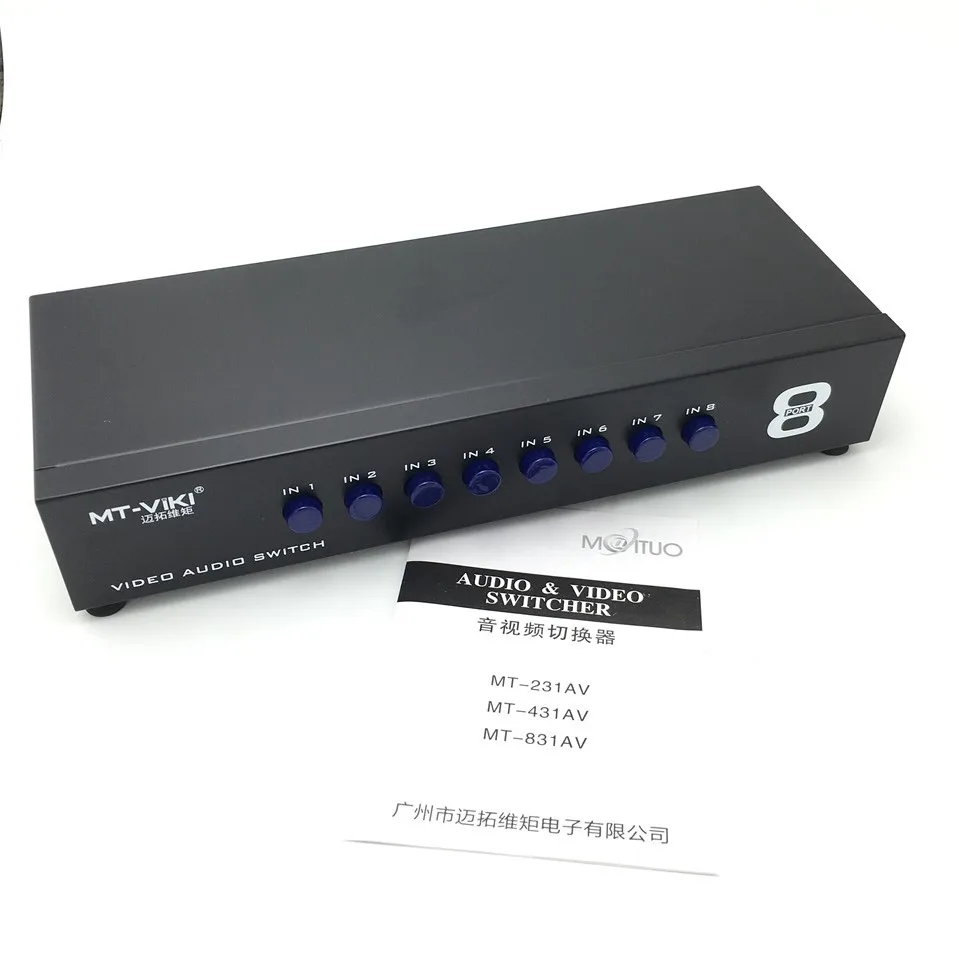 8 Ports Composite 3 RCA Video Audio AV Switch Switcher Box Selector 8 In 1 Out 8x1 for HDTV LCD