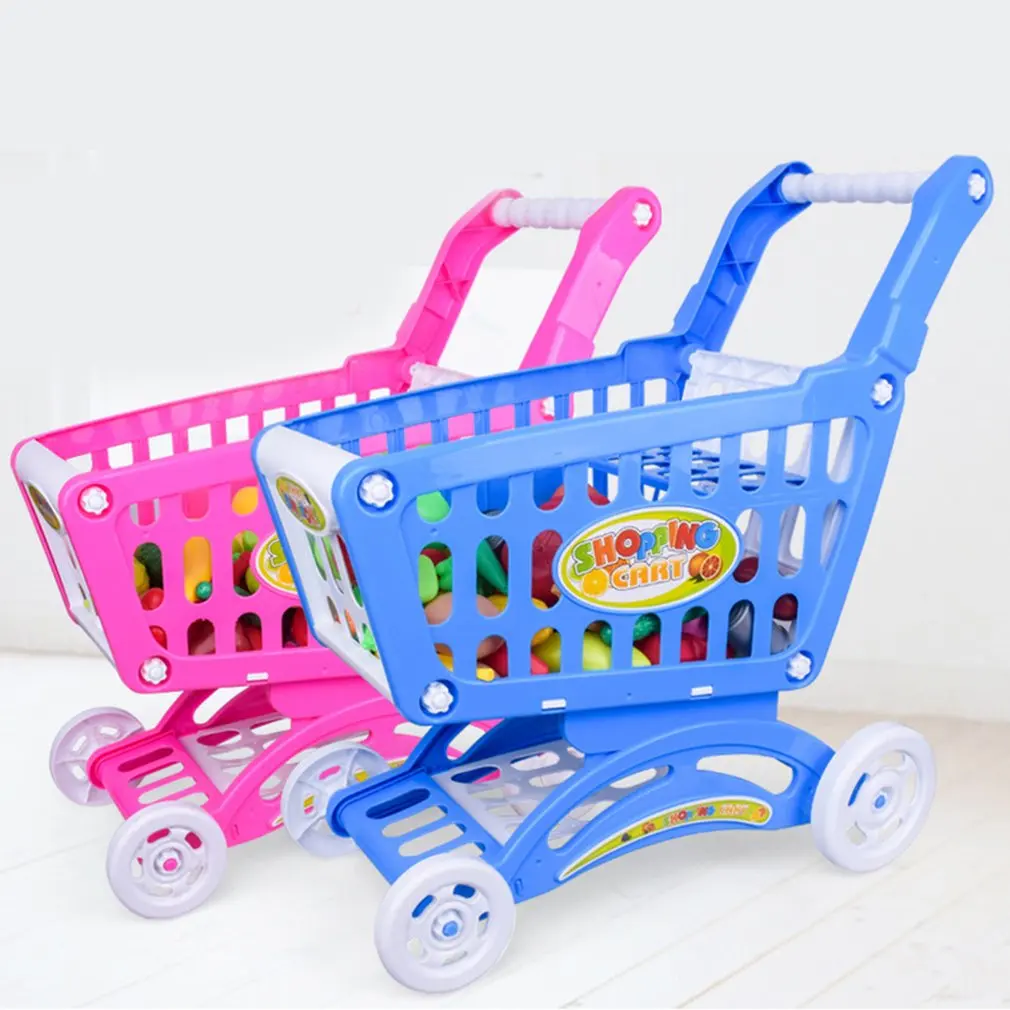 Kids Children Shopping Trolley Cart Basket Play Toy Plastic Fruit