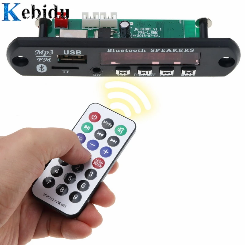 

kebidu Car 5V 12V Wireless Bluetooth 4.1 MP3 WMA Decoder Board USB Bluetooth Bluetooth Audio Module Wireless USB FM Aux Radio
