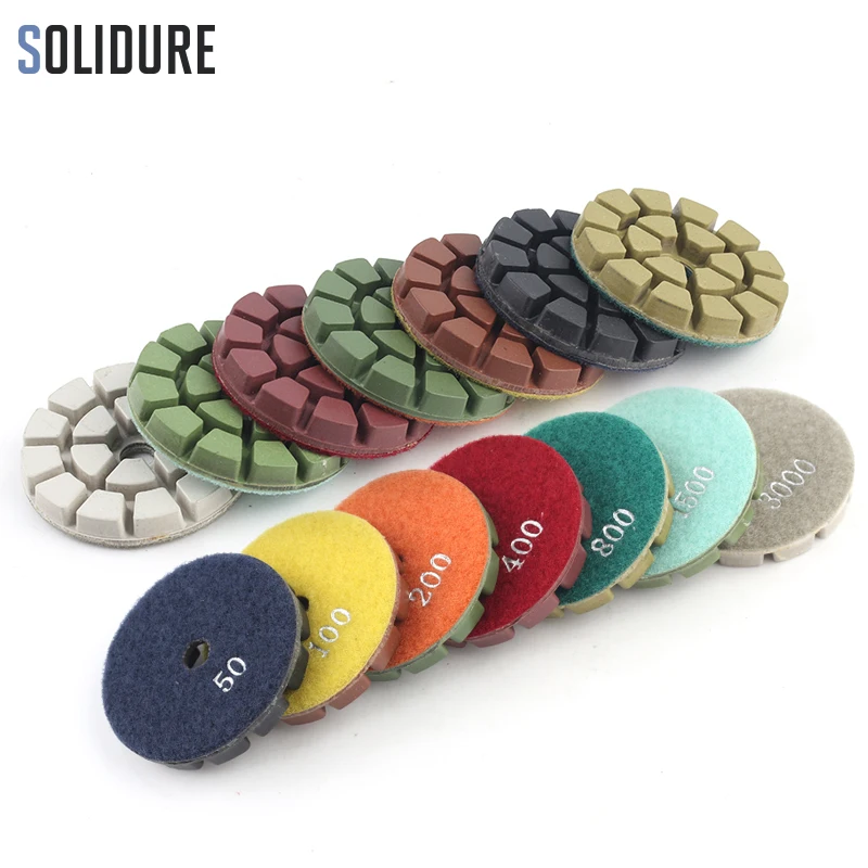 

3" Diamond Polishing Pad 7 PCS/SET Floor Grinding Renovate Concrete Sanding Disc Tool Diamond Polishing Resin