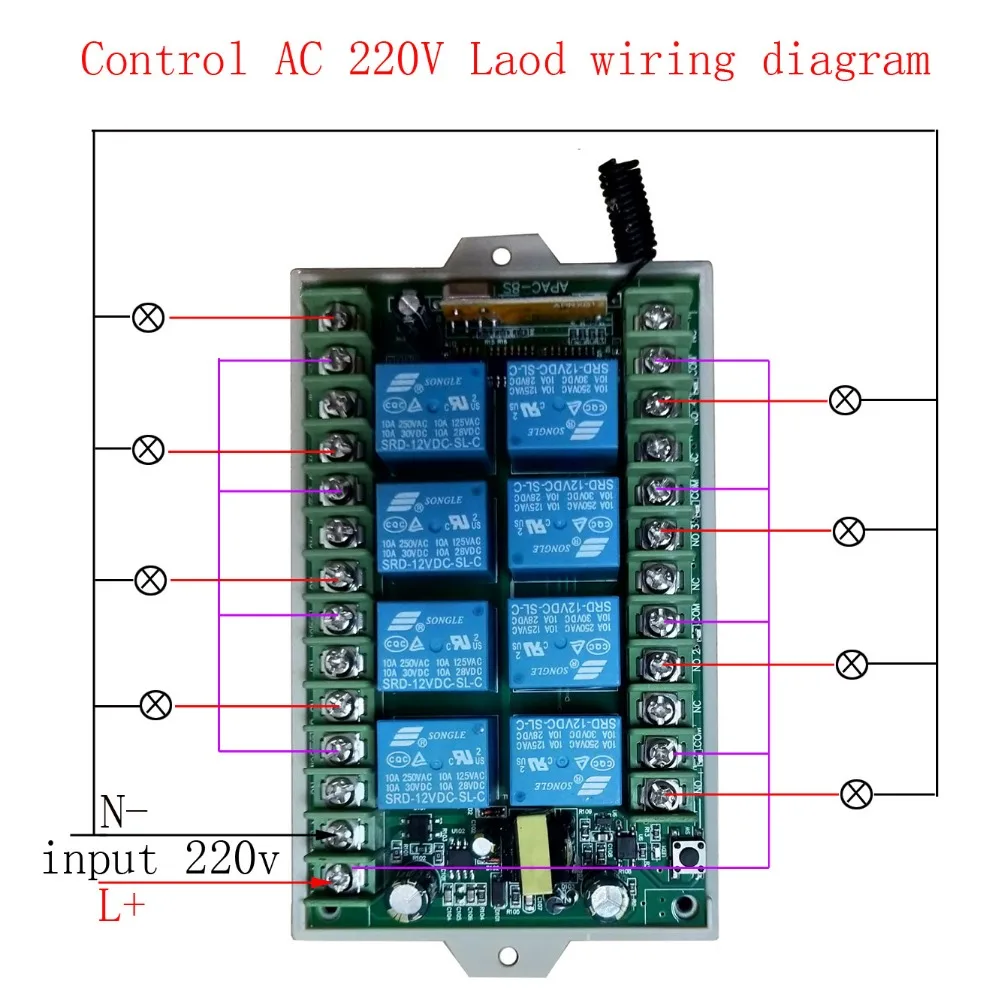 AC 220 V 8CH 8 CH беспроводной пульт дистанционного управления Переключатель системы дистанционного управления выключатель света реле с удаленным управлением приемник передатчик