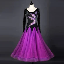Standard Ballroom Dresses Adult Elegant Purple Ballroom Competition Dance Dress Women Tango Flamenco Waltz Dancing Skirt