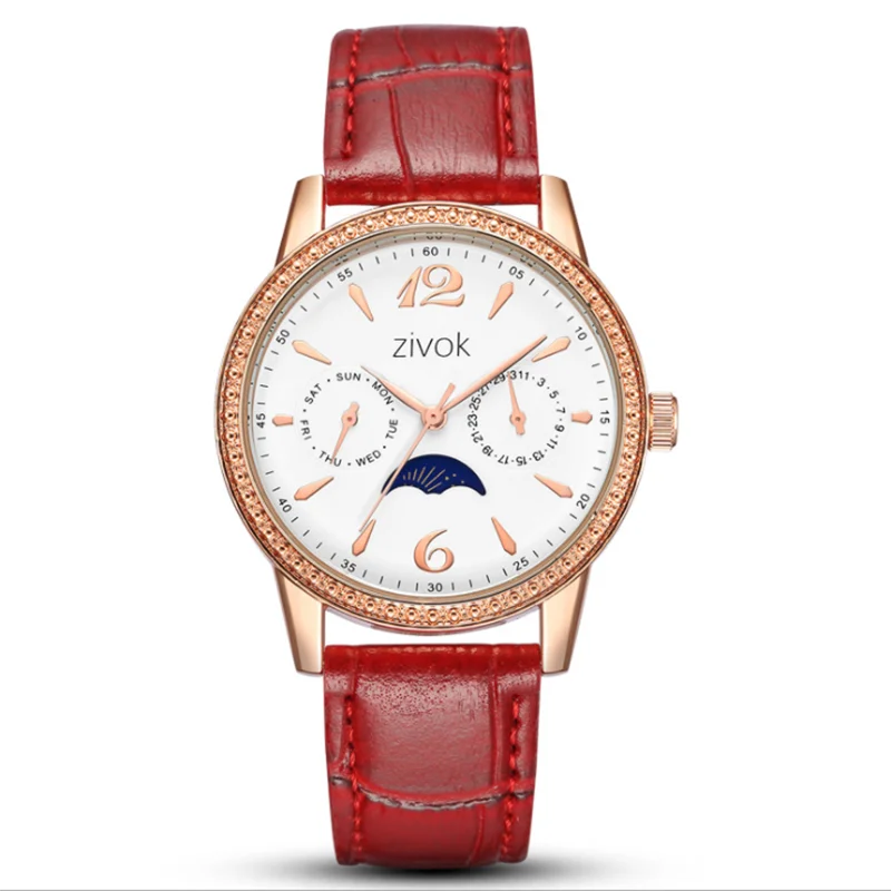

New Multi-function Calendar Week Fashion Diamond Belt Quartz Female Watch Fashion & Casual Chronograph