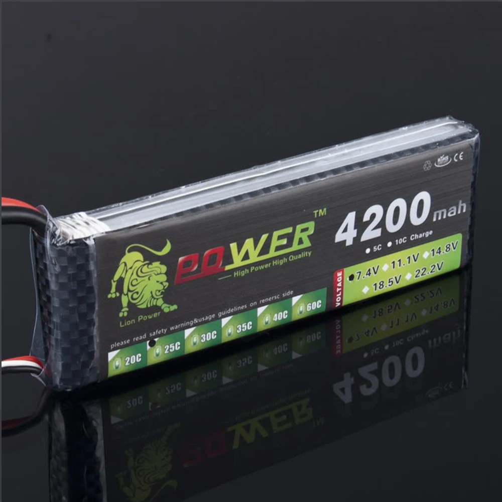 

High Quality Lion LiPo Battery 2S 7.4V 4200Mah 25C 30C for RC Helicopter RC Car Boat Quadcopter Drone Remote Control Toys Parts