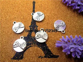 

45pcs-- Pinky Promise charms, Antique Tibetan silver Pinky Swear charm pendants, Best Friend, Jewelry Making, Supplies 18x14mm