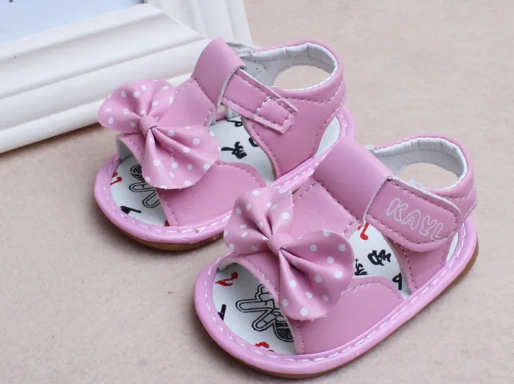 Летние сандалии для маленьких девочек 0-2 лет; обувь для новорожденных; модная обувь принцессы с бантом; нескользящая обувь для малышей - Цвет: 5