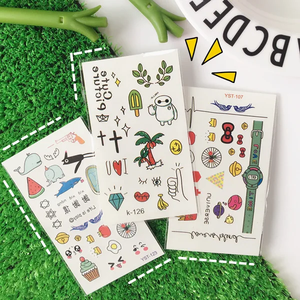 

10Pcs Cute Small Child Cartoon Watch Leaf Temporary Tattoo Cute Star Tattoo Sticker Women Body Finger Art Waterproof Tatoo Kid