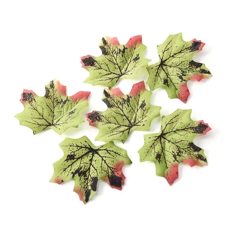

50pcs/lot Artificial Silk Maple Leaves Fake Fall Leaf Artificial Maple Leaves Simulation Decorative for Wedding Party Home Decor