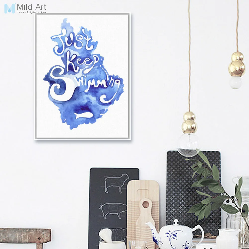 

Modern Watercolor Motivational Typography Swimming Quotes A4 Art Prints Poster Wall Picture Canvas Painting Customd Home Decor