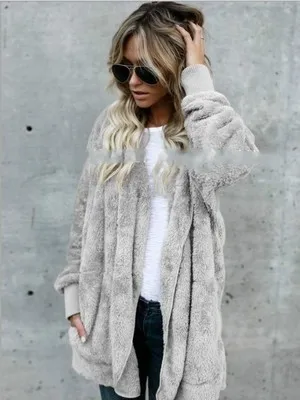 Модный длинный кардиган, женское теплое меховое пальто, Осень-зима, женский свитер, джемпер с карманами, женская уличная одежда, пальто, Pull Femme Hiver
