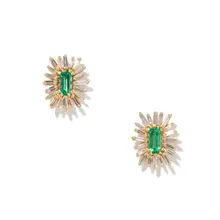 Iced out Искрящиеся Квадратные CZ геометрической формы, гвоздики белый зеленый кубический цирконий Простые Модные женские серьги