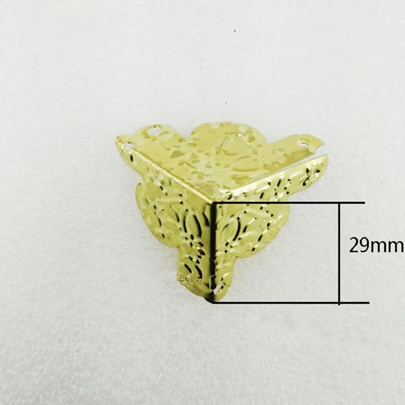 

Gold Color Metal Corner Gift Decoration Wooden Box Corners,Decor Triangle Rattan Carved 29mm,12Pcs