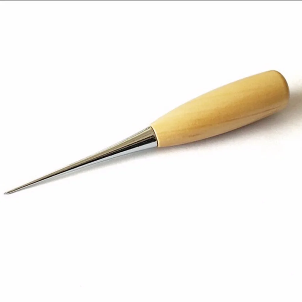 

1 PCS High Quality Professional Leather Wood Handle Awl Tools For Leathercraft Stitching Sewing