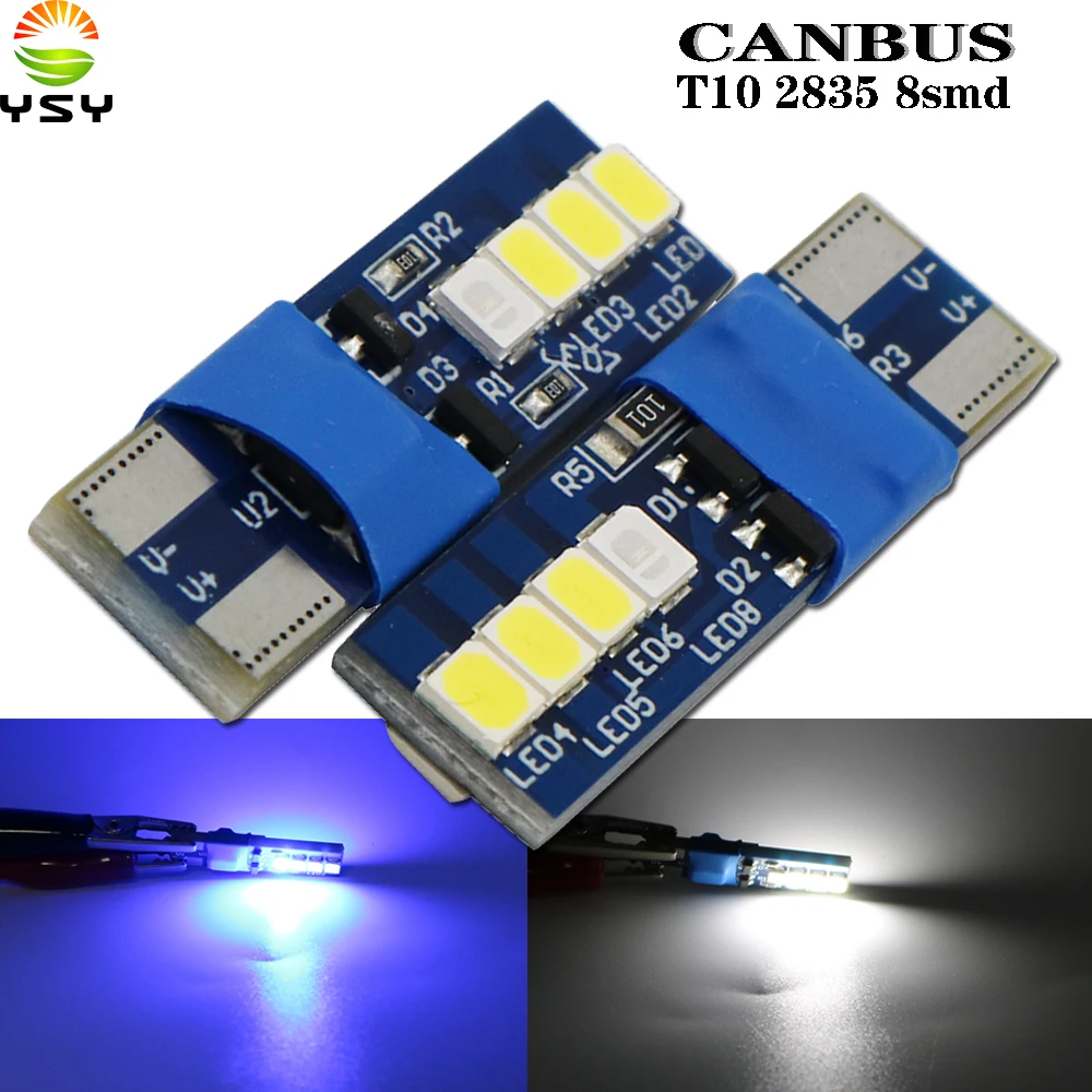 

YSY 100X T10 LED W5W C10W Canbus Lights 194 8smd 2835 LED Bulbs Car Error Free LED Lights Parking Car side light Clearance Lamp