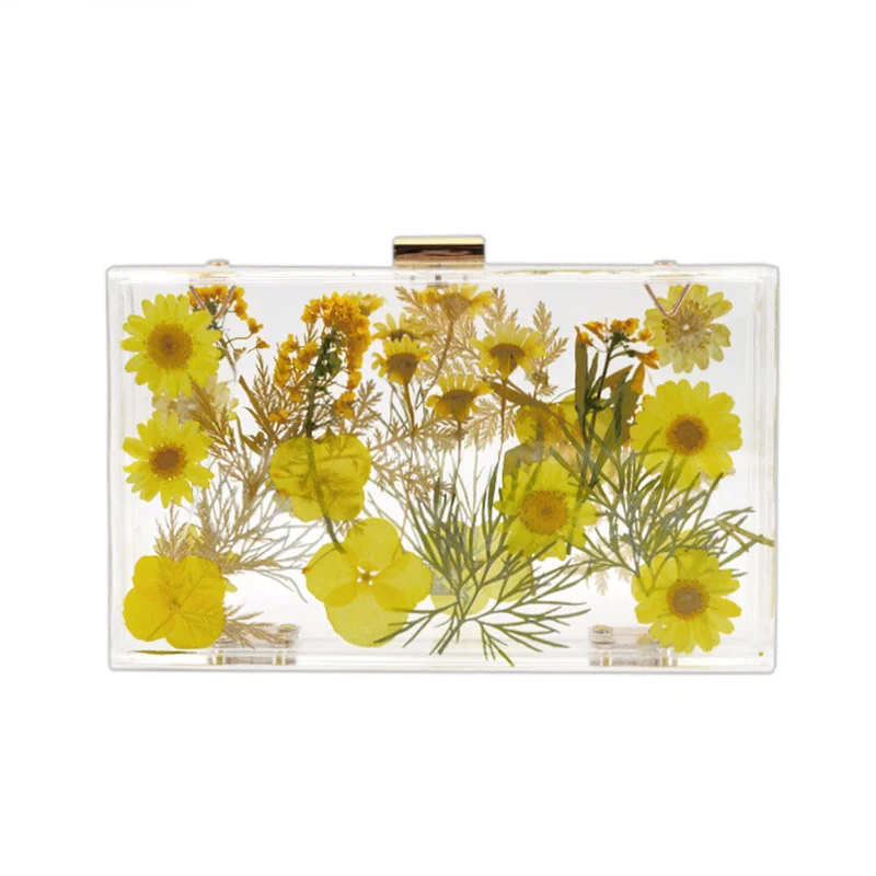 

New Fresh Japanese Transparent Clip Flower Dinner Bag Fashion Shoulder Messenger Bag
