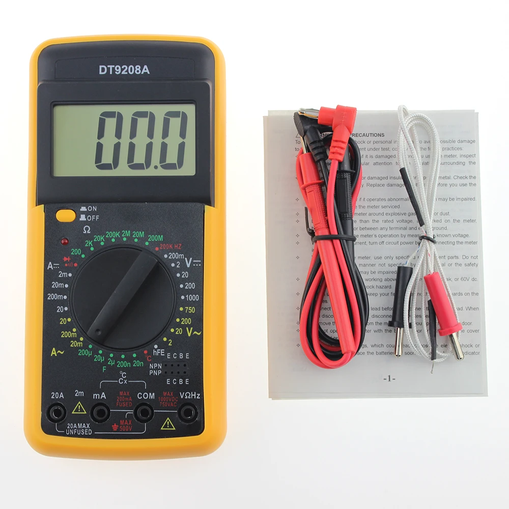 DT9208A Портативный AC DC ЖК дисплей Дисплей профессиональный электрический ручной