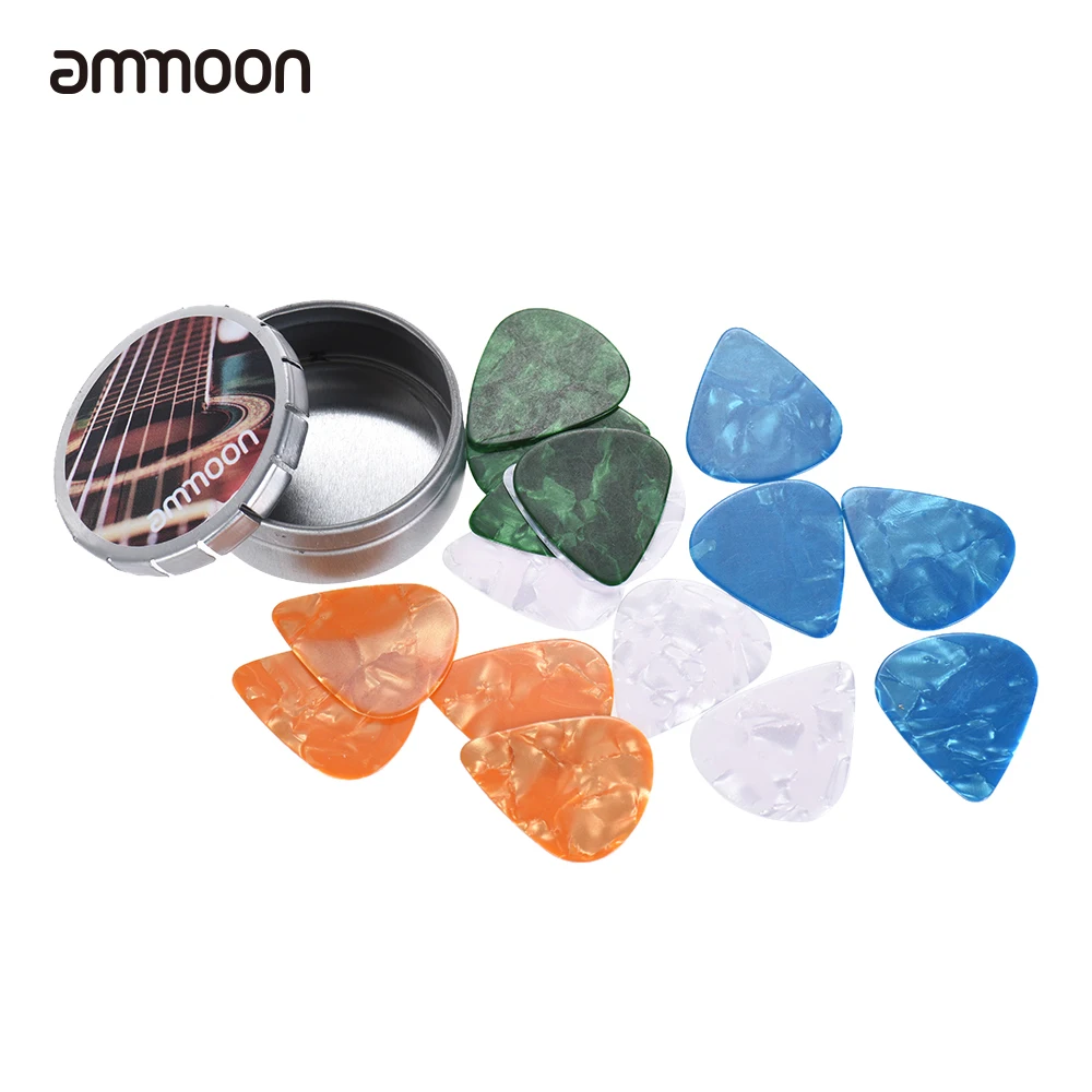

ammoon Acoustic Guitar Picks Set Electric Guitar Guitarra Celluloid Picks with Storage Boxes Guitar Parts & Accessories