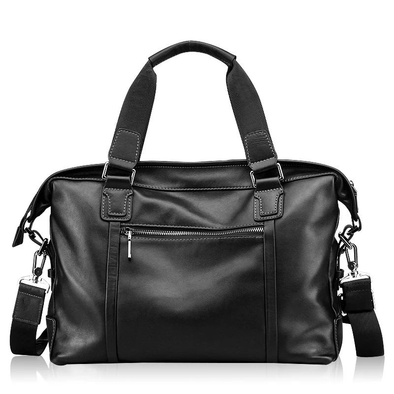 

Large-Capacity Genuine Leather Men's Computer Bag Multi-Function Business Travel Handbag High Quality Solid Color Casual Handbag