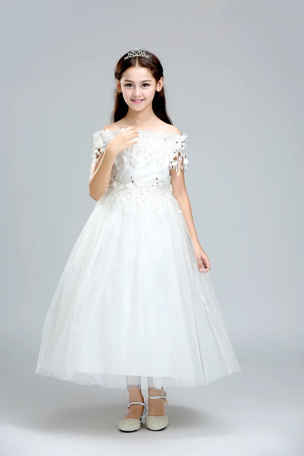 shoulderless white dress