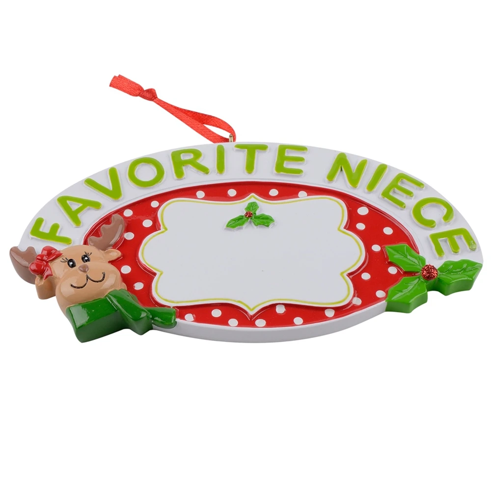 Favorite Niece Personalized Polyresin Christmas Tree Ornaments as Handcraft Souvenir For Holiday Gift Party Home Decoration