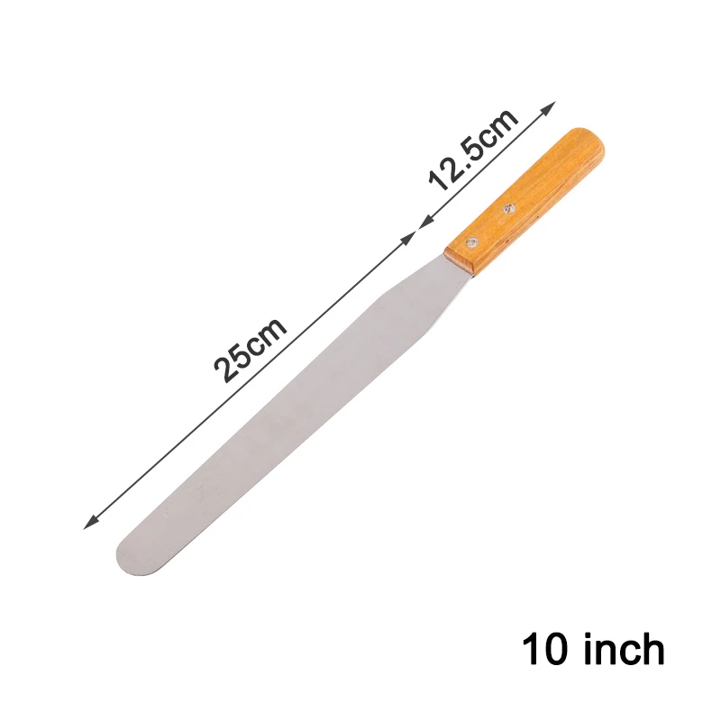 MOSEKO 6/8/10 дюймов Нержавеющая сталь масляный торт для крема шпатель для торта-Fondant(сахарная) Формы для выпечки торта DIY инструмент для украшения - Цвет: 10 inch straight