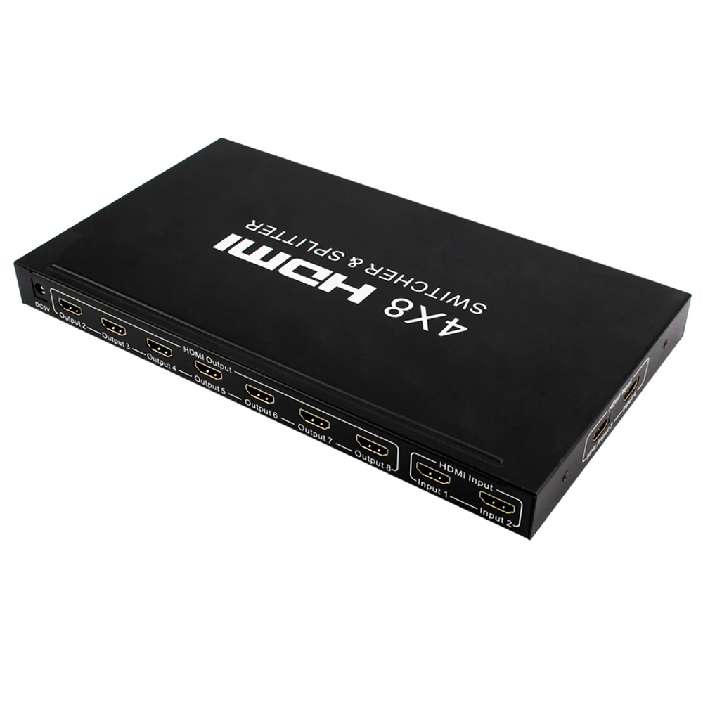 4x8 HDMI Switcher Splitter Audio Extractor 4 input 8 output Switch Audio Video Converter 3D 1080P Remote Control + Power Adapter