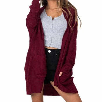 

ZADORN Women Plus Size Long Cardigan Solid Long Sleeve V Neck Cardigan Loose Casual Pockets Knitted Sweater Korean Fashion Coat