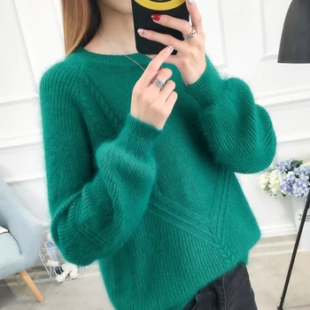

Women's sleeves are loose, 2020 autumn and winter, heavy bottoming shirts, long round neckties, knitted sweaters, girls.
