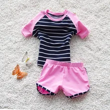 Новинка, летняя спортивная одежда для детей, Двойка наборы танкинов купальник девочки; дети купальники розового цвета ванный комплект пляжной одежды для детей От 3 до 13 лет