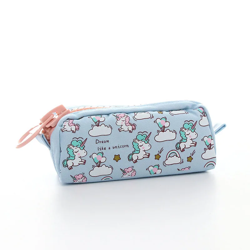 

Big Zipper Capacity Cartoon Unicorn Canvas School Pencil Case for Kids Girls Child Student Kawaii Cute Pencilcase Pencil Bag Box