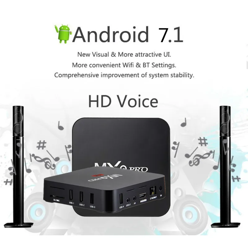 MXQ برو الذكية الروبوت 7.1 التلفزيون مربع 2 GB 16 GB RK3229 رباعية النواة Suppot H.265 UHD 4 K 2.4 GHz WiFi مشغل الوسائط PK X96 البسيطة قمة مجموعة مربع