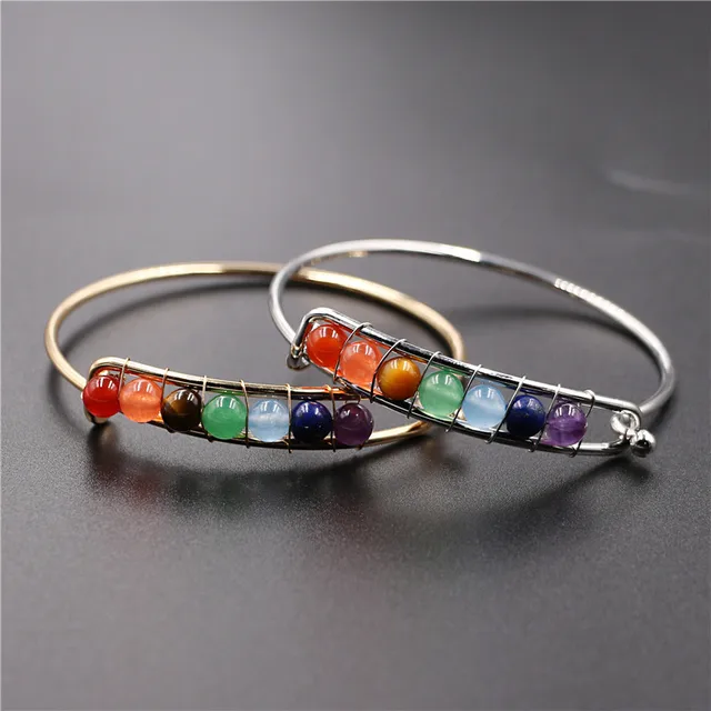 Hot Natural Energy Stone Round Beads 7 Chakra Bracelet For Women Natural Energy Stone Round Beads 7 Chakra Bracelet For Women Pulsera Chakras Bracelets Reiki