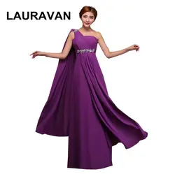 Бесплатная доставка deep purple на одно плечо женские платья нарядное платье шифоновое длинное вечернее платье модные нарядное платье